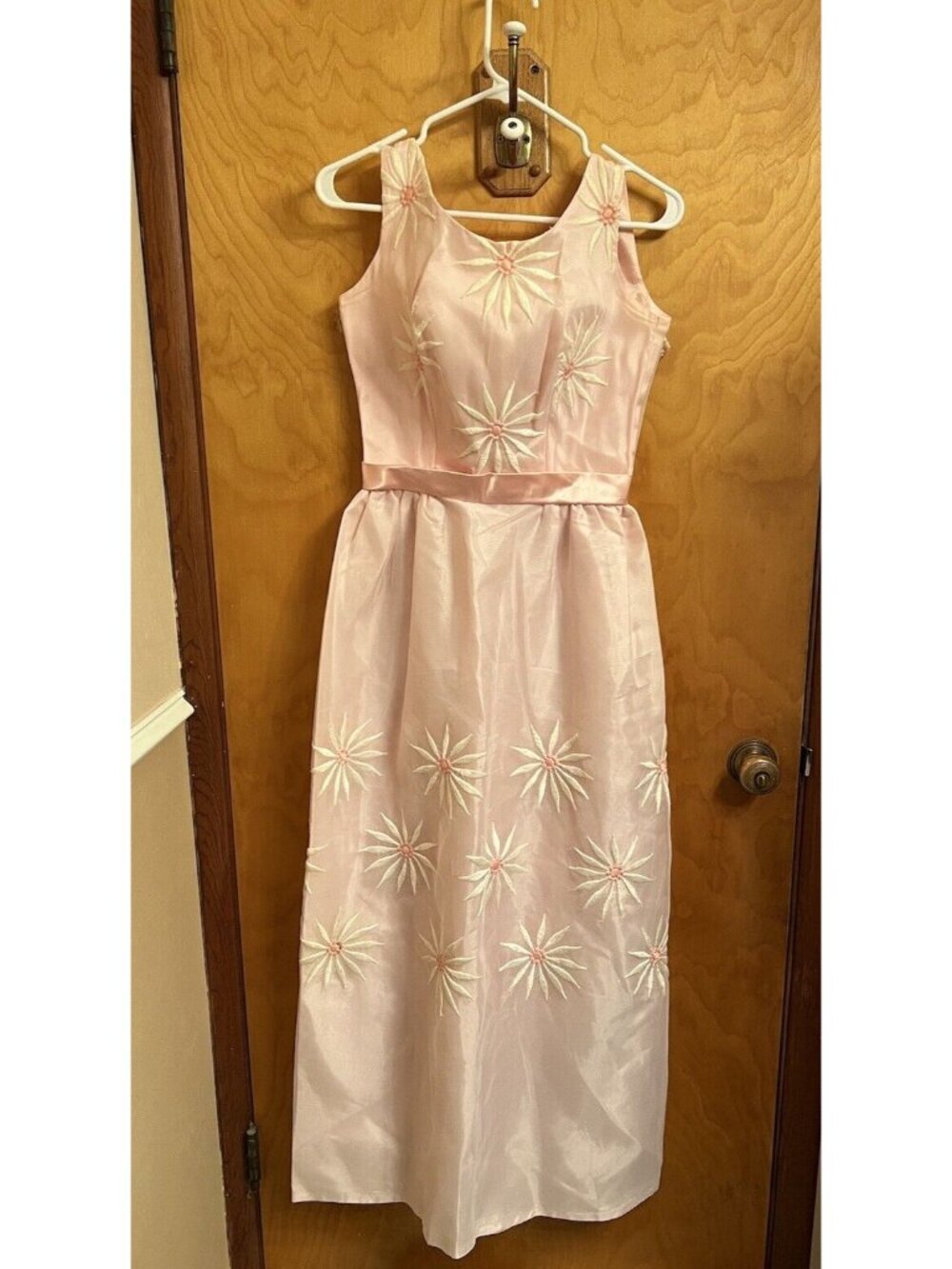 Unbranded Vintage Sheer Floral Overlay Pink Sleeveless Dress Bust 32" Waist 28"